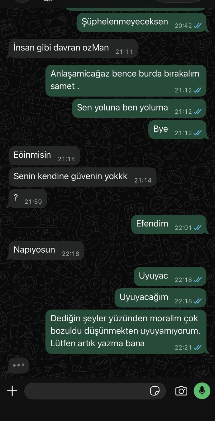 Engelledim diye küfür edip aşağılayan adamdan olur mu?