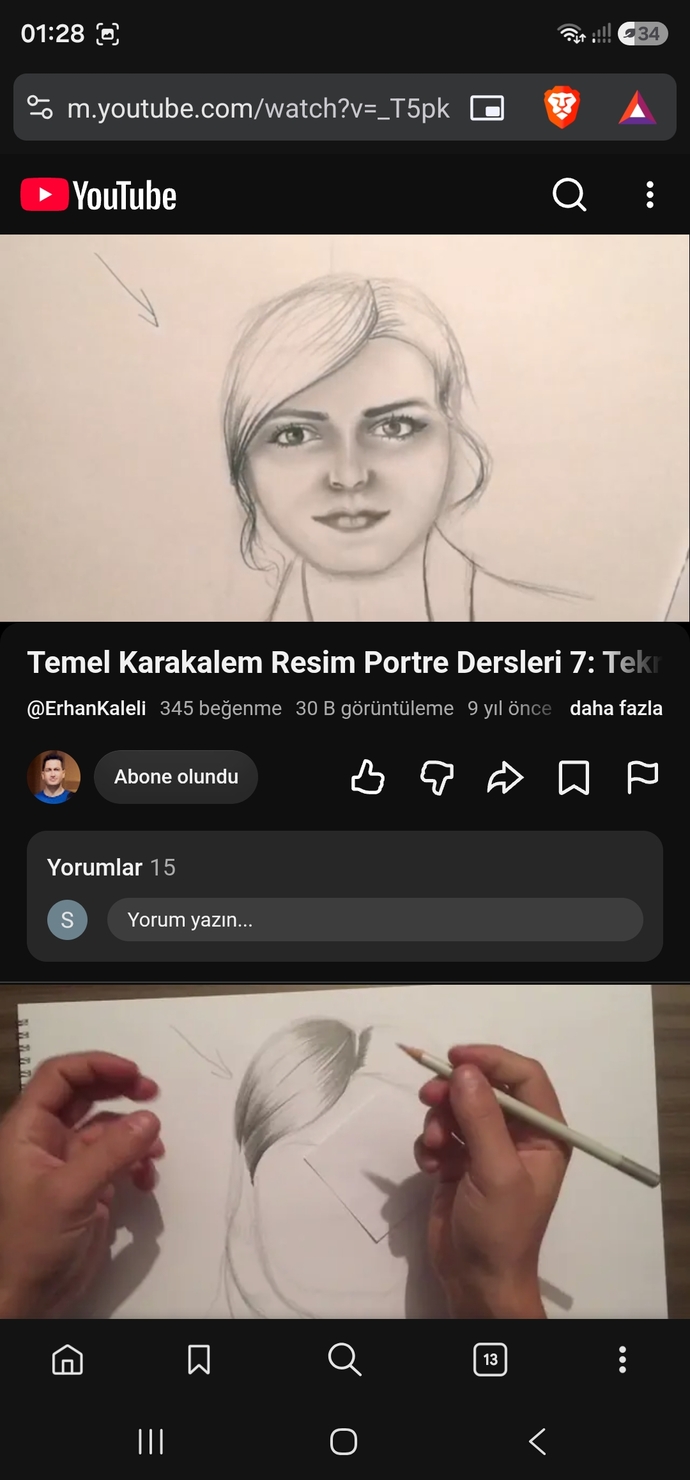 Youtubetan azcık resim dersi alayım dedim, yanlışlıkla daha güzelini çizmişim 😆😅😎, haksız mıyım ama?