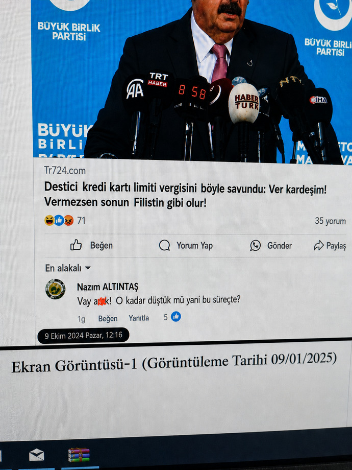 Bu fotoyu ifademi alan polisin ekranından çekmiştim.