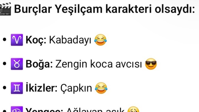 Burçlar Yeşilçam karakteri olsaydı hangisi hangisi olurdu 😂 ?