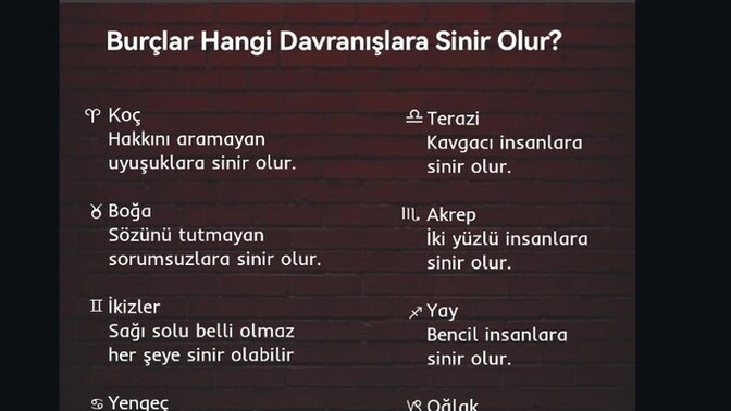 Burcuna göre seni sinirlendiren davranış neymiş? 😯