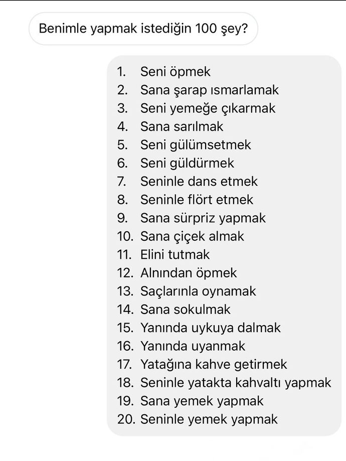 Sevdiğiniz insanla neler yapmak isterdiniz?