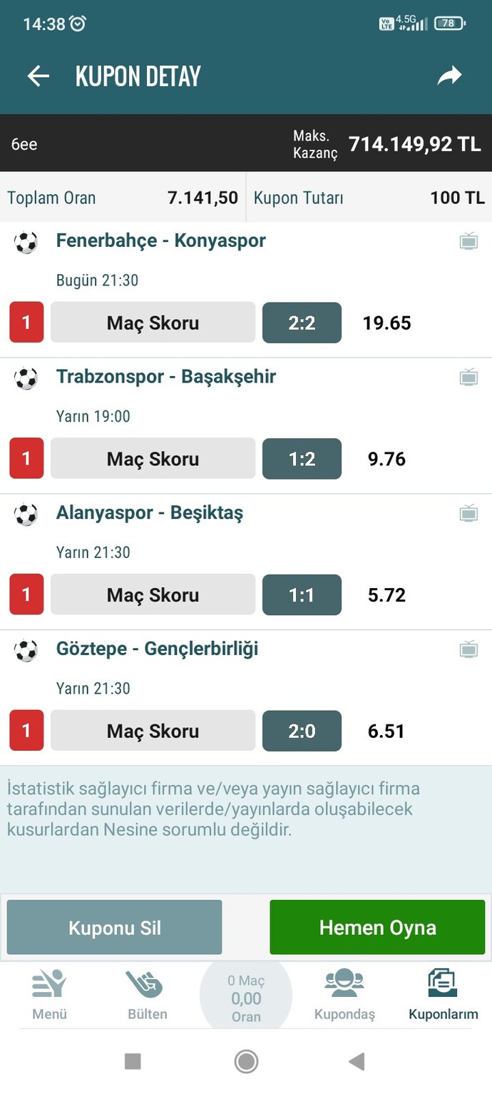 Gelecekten Geliyorum skorlar bu şekilde Olacak bakar mısınız?