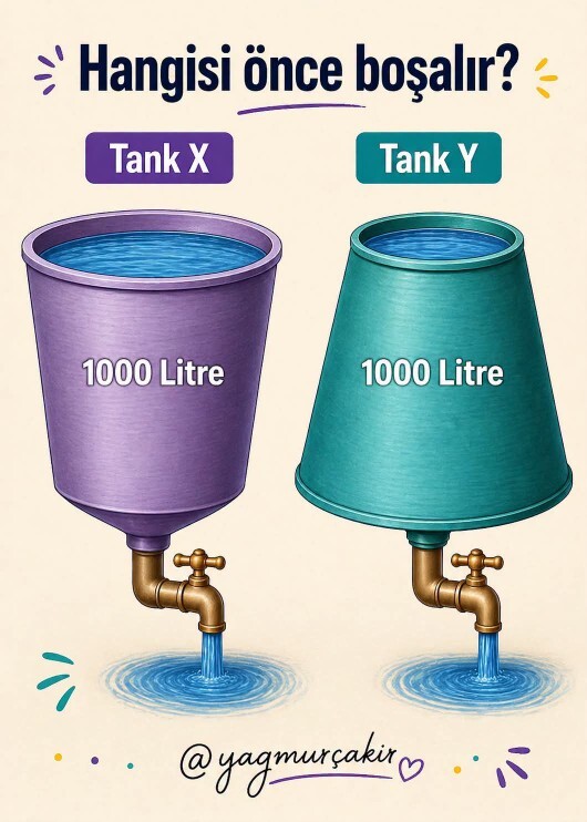 Aynı anda doldurulan iki tanktan hangisi önce boşalır ve neden?