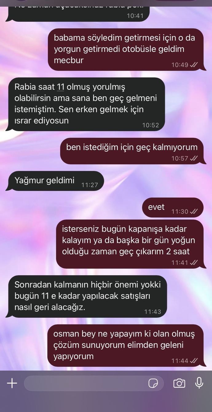 Bugün mağazayı geç açtım, 1 haftadır izin yapmıyorum, patronun tepkisi sizce normal mi?