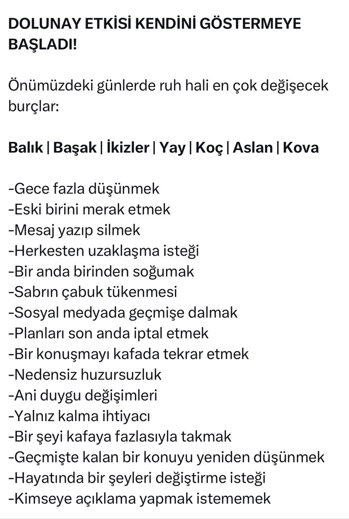 Dolunay Etkisini Hissetmeye başladınız mı?