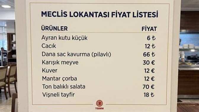 Meclis lokantasında fiyat listesini nasıl buldunuz?