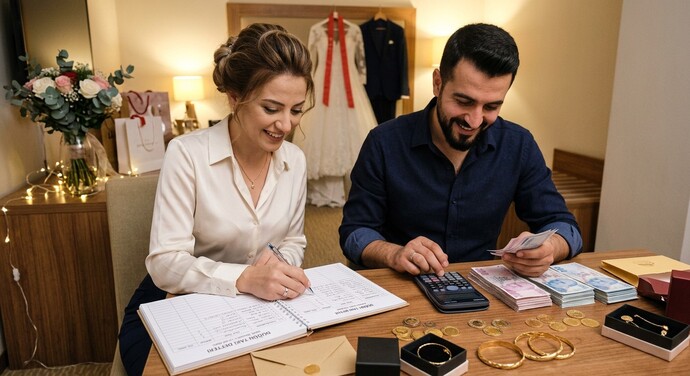 Düğününde kimin kaç lira taktığını hesap edip, yazar mısın?