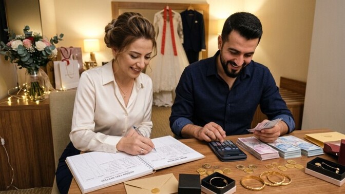 Düğününde kimin kaç lira taktığını hesap edip, yazar mısın?