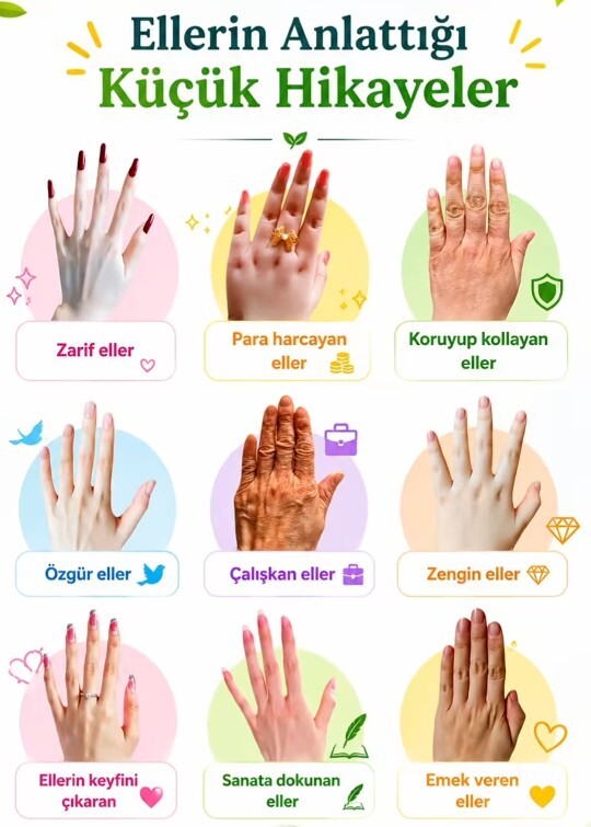 Elleriniz uzun parmaklı mı yoksa küçük ve tombul mu, sizinki hangisine benziyor?