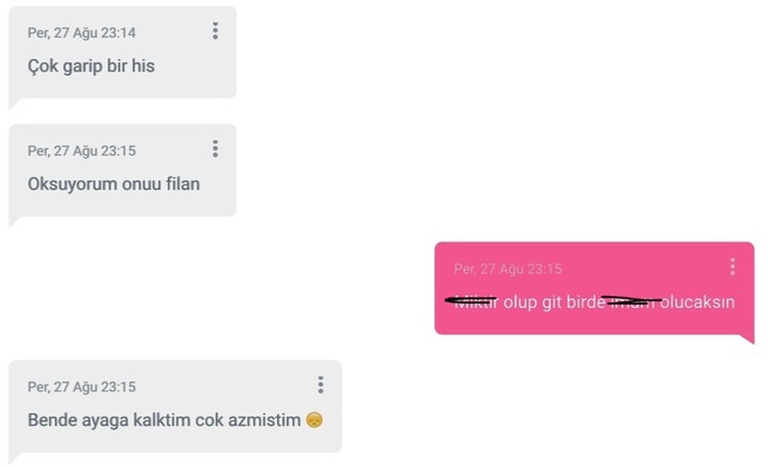 Umarım kendinden utanıp vicdan azabı çekmişsindir