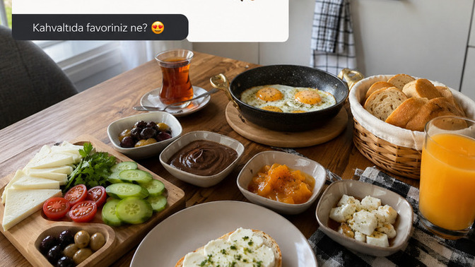 Sabah evde tek başına olsan kendine nasil bir kahvalti ziyafeti hazirlarsin, klasik mi yoksa simartir misin kendini?
