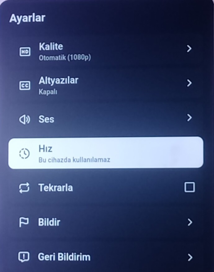 Tvden youtubeye girince videoda hız ayarı yapılmıyor fikri olan var mı çözüm konusunda?
