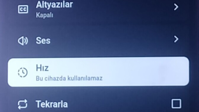 Tv'den youtubeye girince videoda hız ayarı yapılmıyor fikri olan var mı çözüm konusunda?