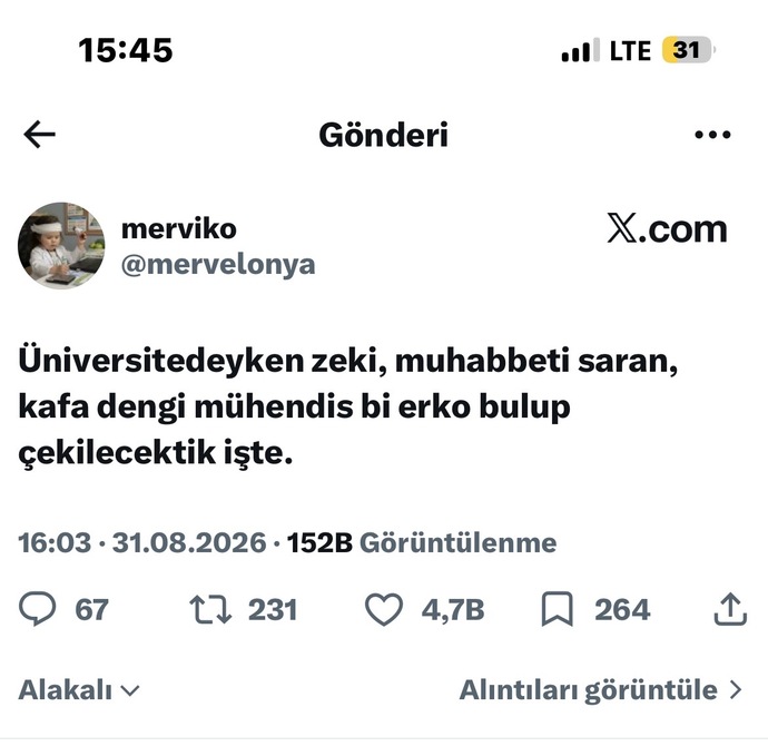 Üniversite mühendis erkek bulup ortamlardan çekilen var mı?