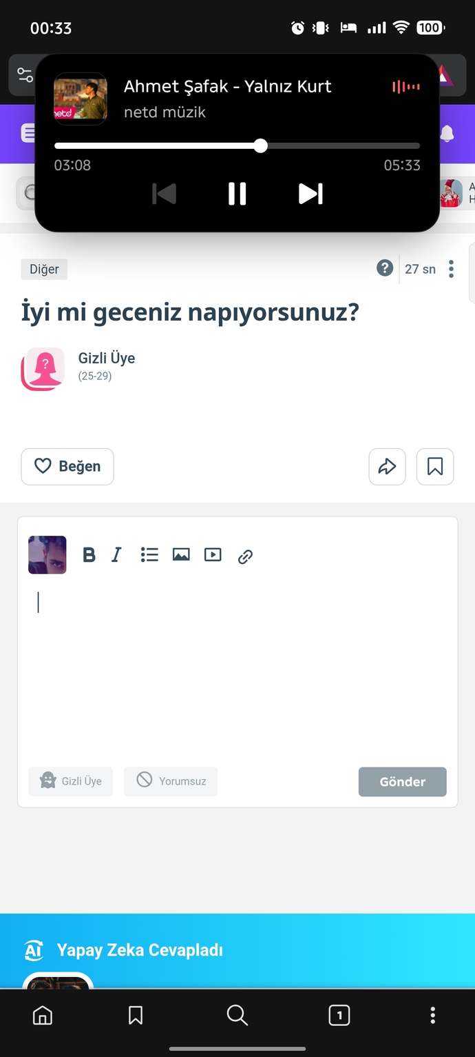 İyi mi geceniz napıyorsunuz?