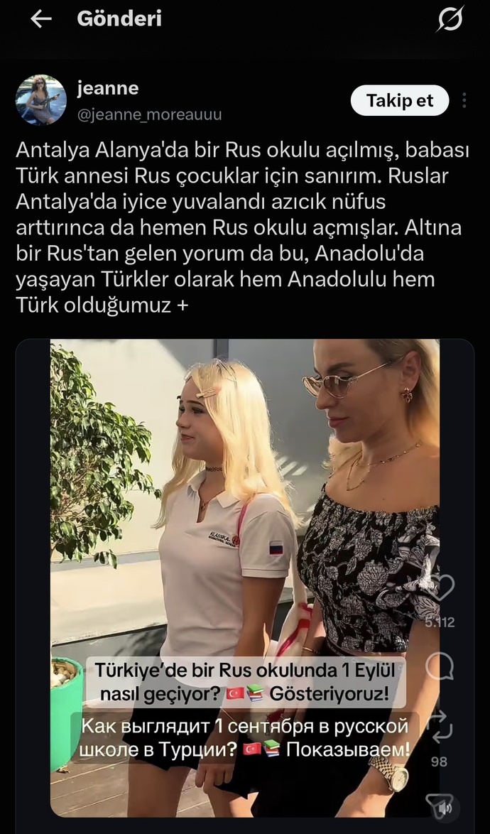 Böyle bir tweet gördüm. Alanyada Rus okulu mu açılmış gerçekten?