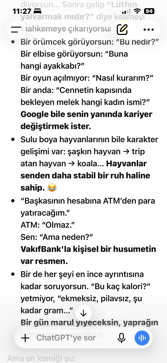ChatGPT ye bunu sordunuz mu?