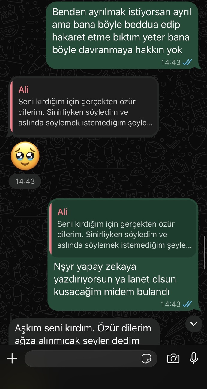 Sizce bana karşı çok kaba değil mi?