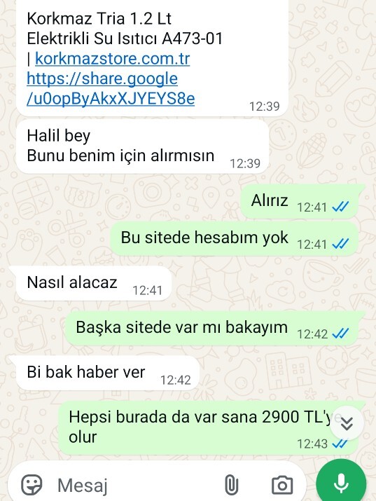 İnternet üzerinden aldığın en son şeyi, sana ben alsaydım bu ne olur du?