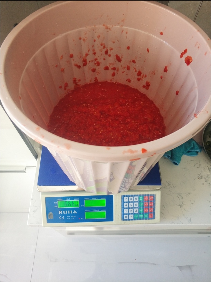 6660 gram çekilmiş suyu süzülmüş yaz domatesi