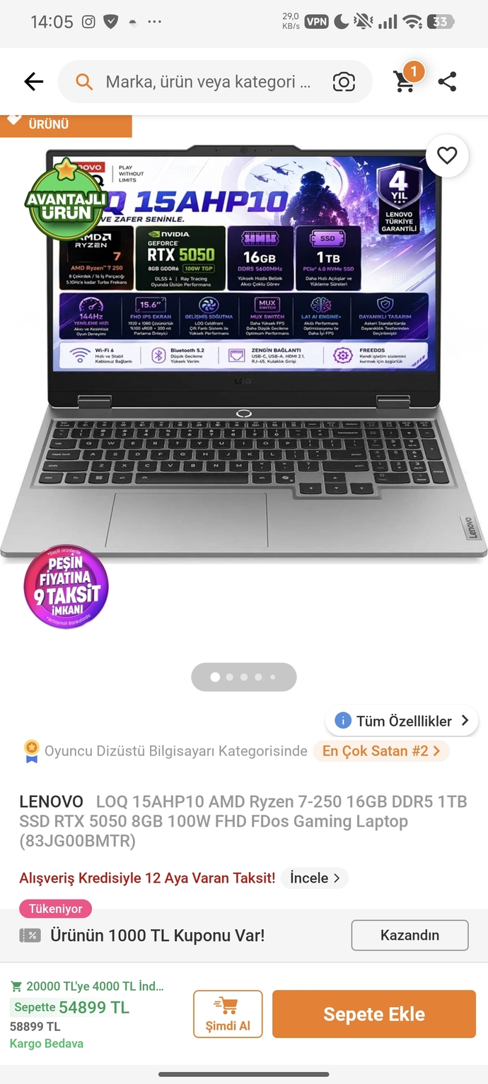 Bu laptopu sipariş verdim iyimi sizce?