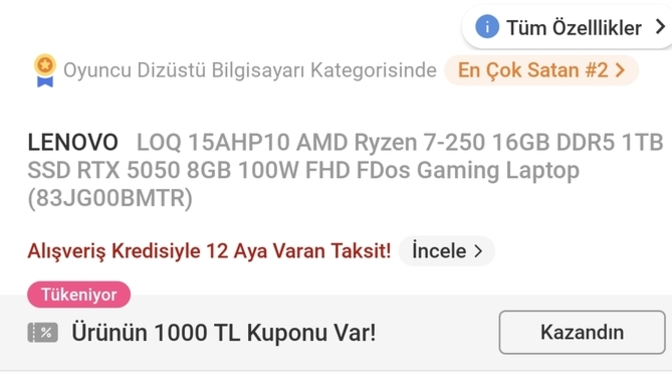 Bu laptopu sipariş verdim iyimi sizce?