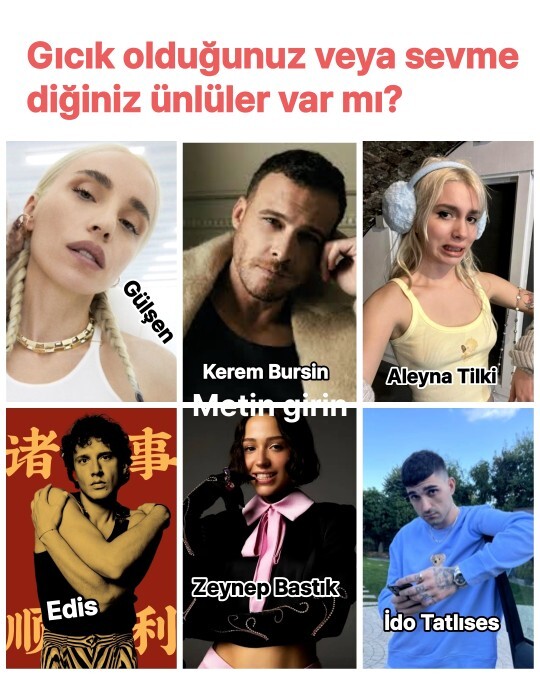 Sizin de gıcık olduğunuz, asla sevemediğiniz ünlüler var mı kimler mesela?