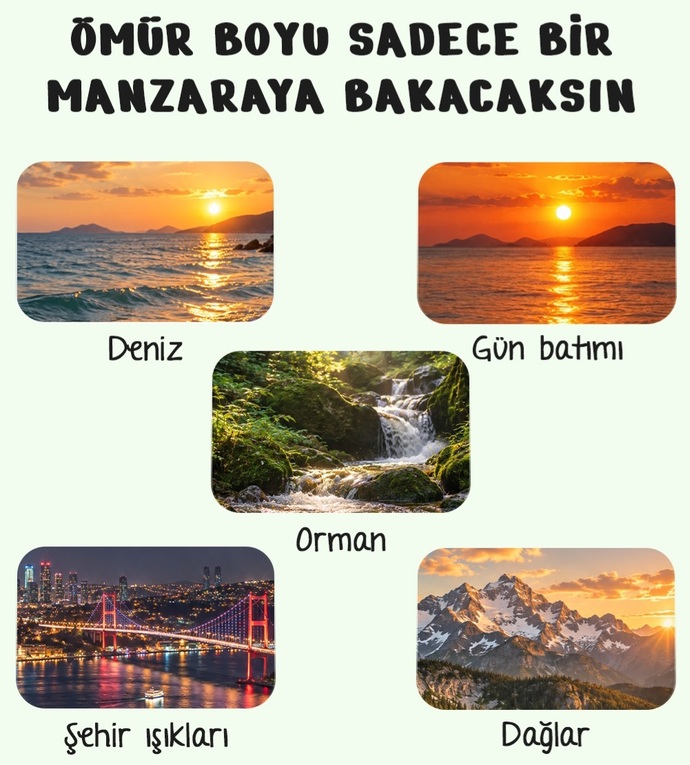 Ömür boyu sadece bir manzaraya bakacak olsanız bu hangisi olurdu 🌺?