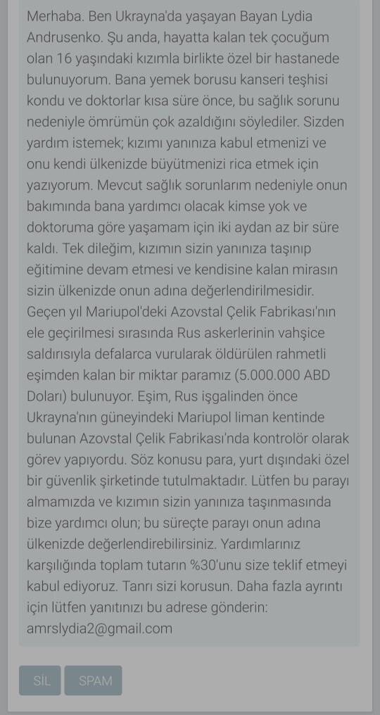 Şöyle bir mesaj aldım ne yazmam, yapmam gerekli?