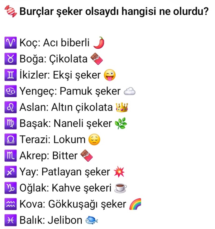 Burçlar şeker olsaydı neli olurdu🙄?