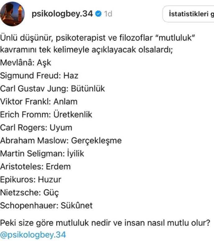 Mutluluğu tek bir kelime ile açıklayacak olsanız ne derdiniz?