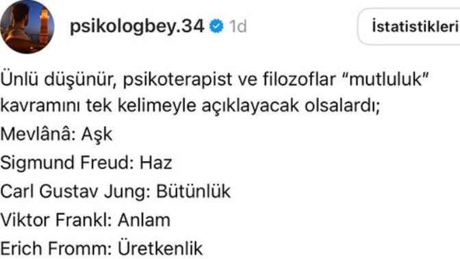Mutluluğu tek bir kelime ile açıklayacak olsanız ne derdiniz?