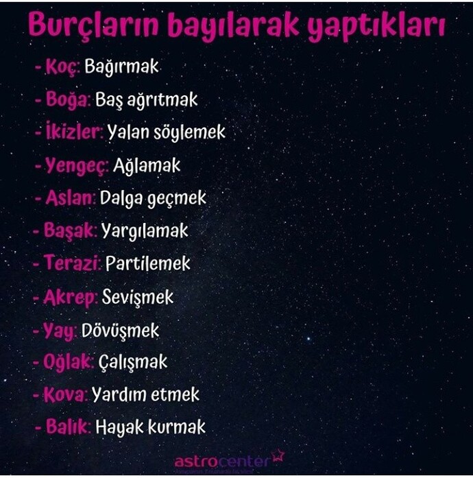 Burçlar en çok ne yapmayı sever?
