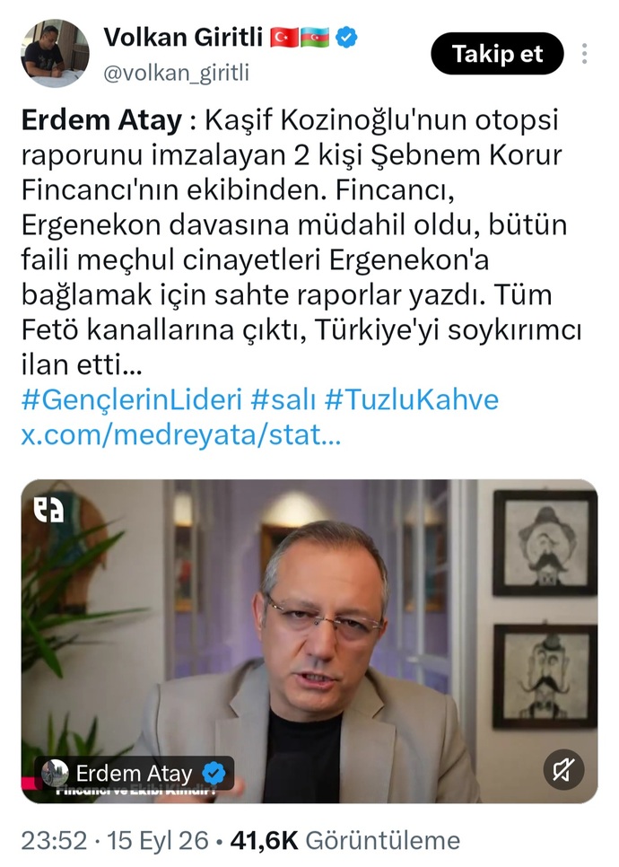 Kaşif Kozinoğlunun otopsi raporunu imzalayanların Şebnem Korur Fincancının ekibinden olması ile ilgili ne düşünüyorsunuz?