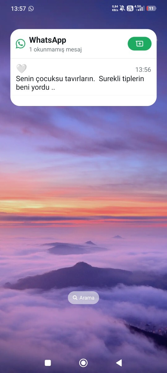 Nisanlimla küçuk bir tartışma çıktı telefonu yüzüme. kapatti bende bir daha acmayacağım yazdım ve bunu yazmış😞?