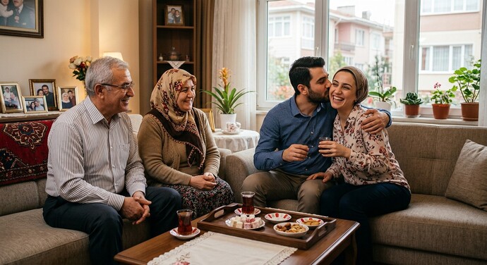 Ailenin yanında eşini yanağından öper misin?