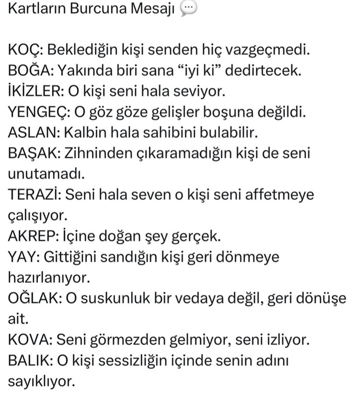Kartların Burcuna mesajı neymiş bugün🙄?