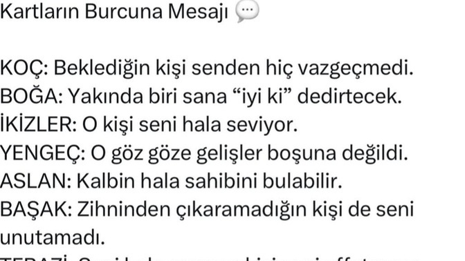 Kartların Burcuna mesajı neymiş bugün🙄?