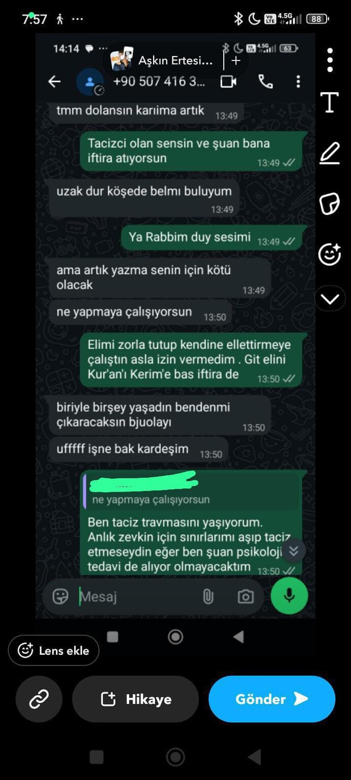 Bu mesajla tacizciyi rezil edebilir miyim ya da kanıt olur mu?