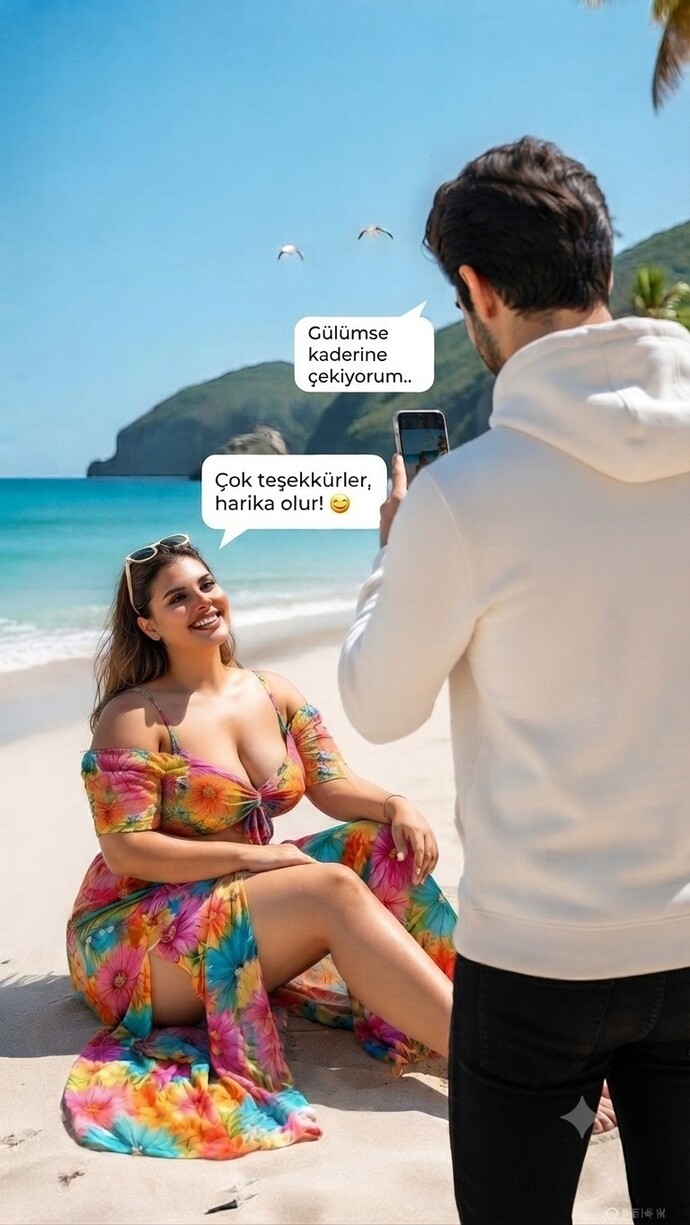 Bu sahilde şu an üstündeki kıyafete göre senin fotoğrafını çekseydim, üstünde hangi kıyafetler olurdu?