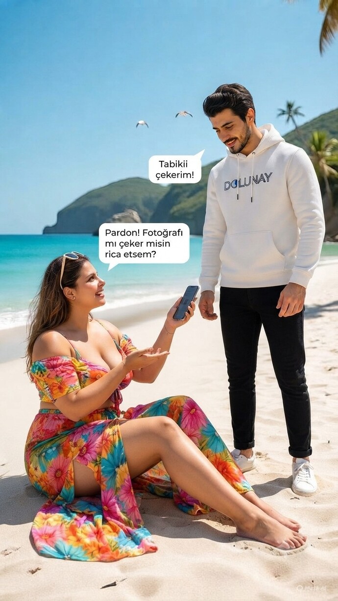 Bu sahilde şu an üstündeki kıyafete göre senin fotoğrafını çekseydim, üstünde hangi kıyafetler olurdu?