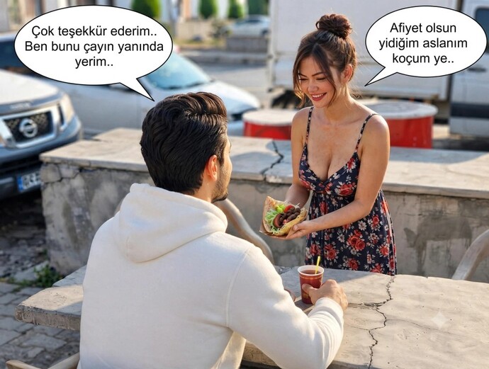 Öğlen yediğin yemeği çayın yanında yeseydim, ben ne yemiş olurdum?