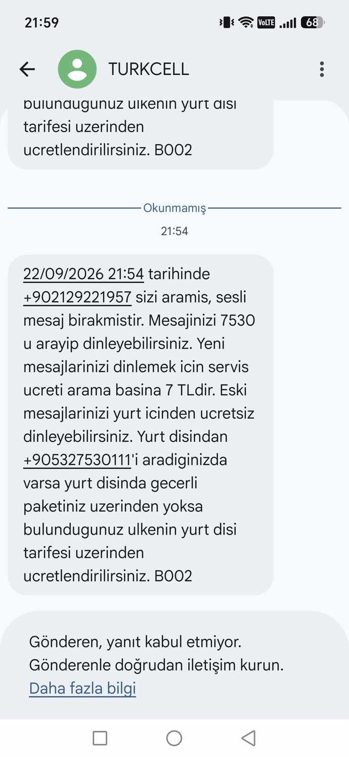Turkcell’den gelen 7 TL’lik sesli mesaj dolandırıcılık mı, sizde de oluyor mu?