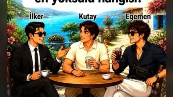 Görseldeki 3 erkekten en yoksulu hangisi?
