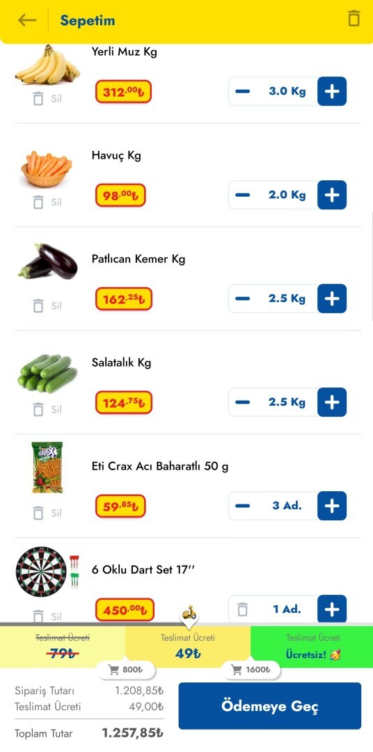 Sanal marketten birşeyler sepetime ekledim sipariş vericem sepetimdekiler nasıl çok mu pahallı yaptım?