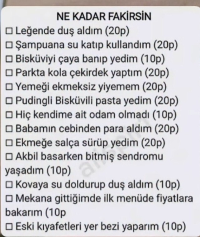 Ne kadar fakirsiniz testinde kaç puan aldınız?