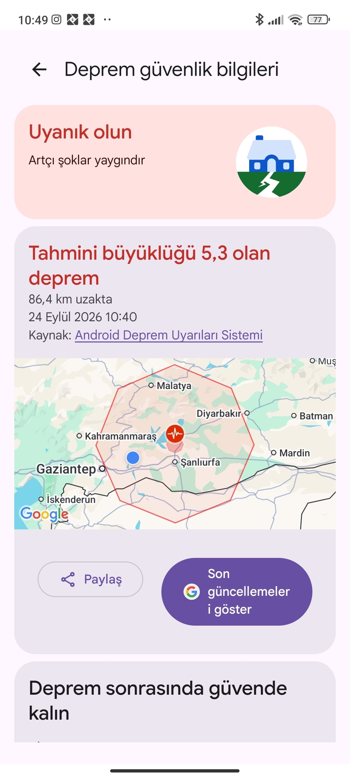 Şanlıurfa ve çevresinde deprem oldu hisseden var mı?