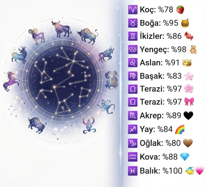 Burcuna göre yüzde kaç tatlısın?