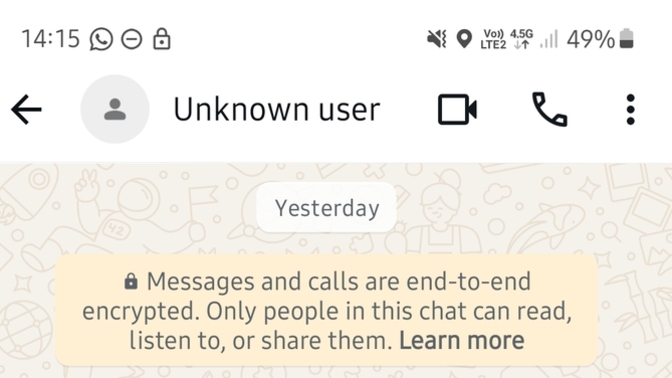 WhatsApp'ta hiç konuşmadığım birinden gelen “unknown user” mesajı ne anlama geliyor?